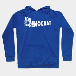 Vintage 1960's Vote Democrat Donkey Wordmark (White) Hoodie